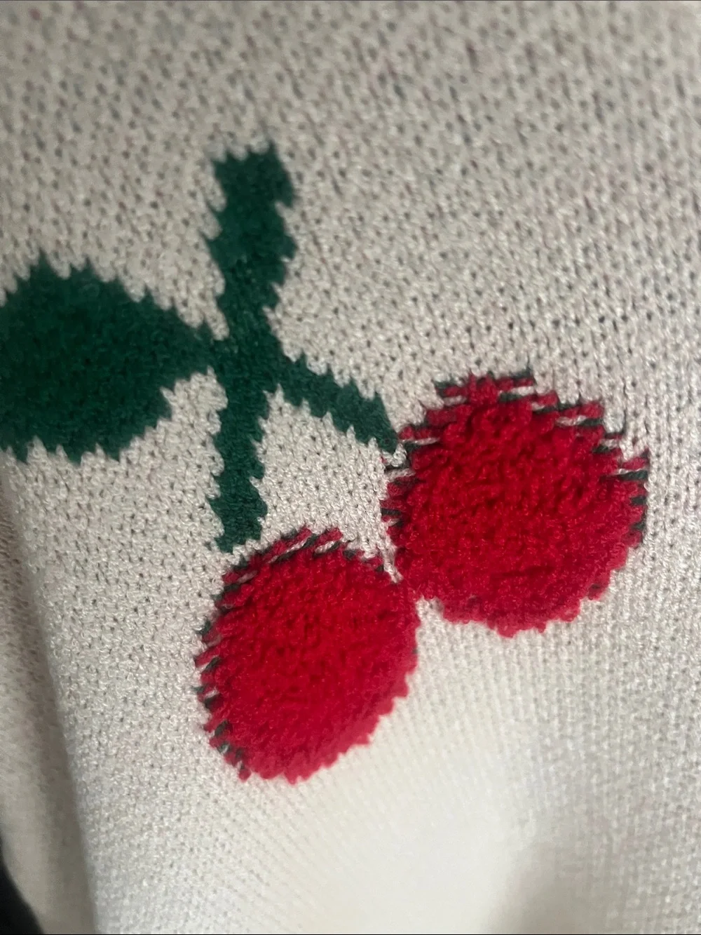 Altar'd State Cream Sweater with Red Cherry Motif - Picture 2 of 3